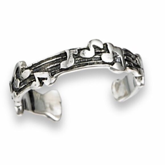 Sterling Silver Music Note Adjustable Toe Ring - Picture 1 of 5